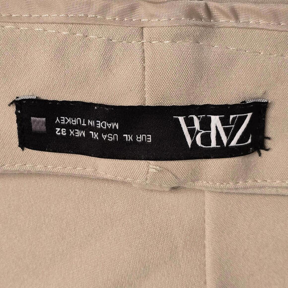 Zara Women's Beige Wide-Leg High Waist Short Pants Classic Preppy Size US XL - Picture 8 of 9